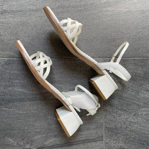 Fioni White Strappy Chunky Block Heel Sandal Women's Size 6.5 M New